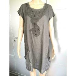 B993 DIDI: grijs jurkje jurk tuniek blouse top Maat S=36