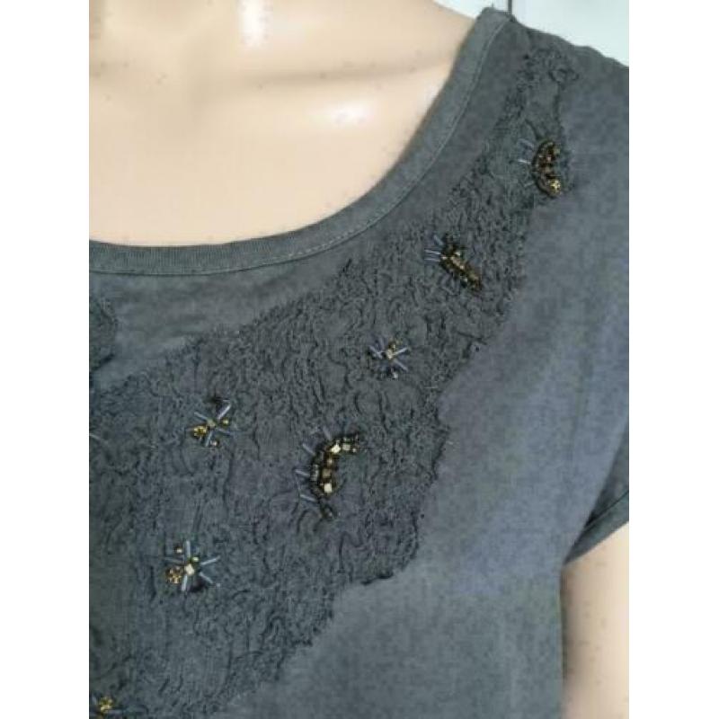 B993 DIDI: grijs jurkje jurk tuniek blouse top Maat S=36