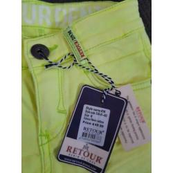 Retour short korte broek neongeel en polo maat 122