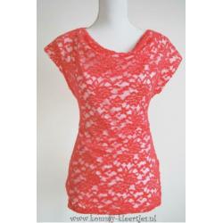 shirt dames koraal kant wit 34 36 38 40 42 44 46 NIEUW