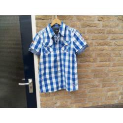 CARS blauw geruite blouse maat 164