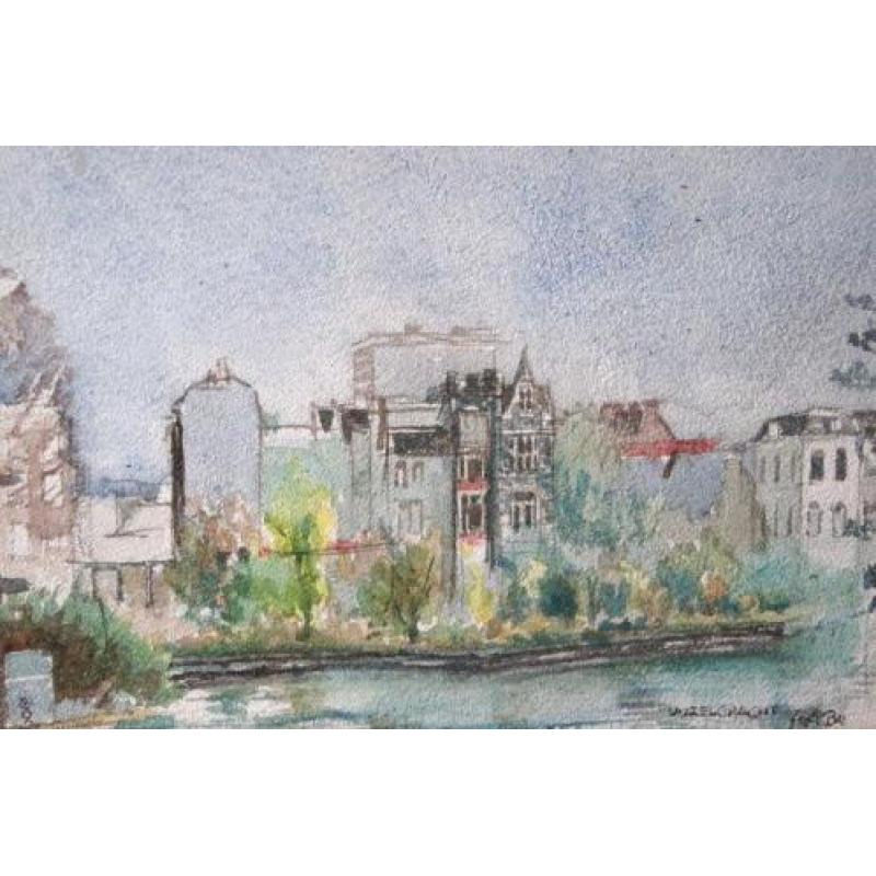 Fraaie aquarel van de Vijzelgracht in Amsterdam Heike Rabe