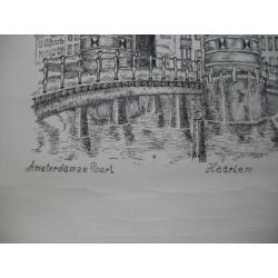 Vintage- Ets-Tekening-Haarlem - Amsterdamse Poort -1984