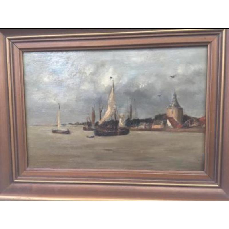 Oud schilderij Haagse school Enkhuizen schilder olieverf