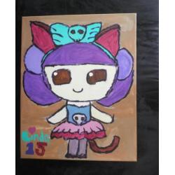 schilderij op doek gothic kitty 15