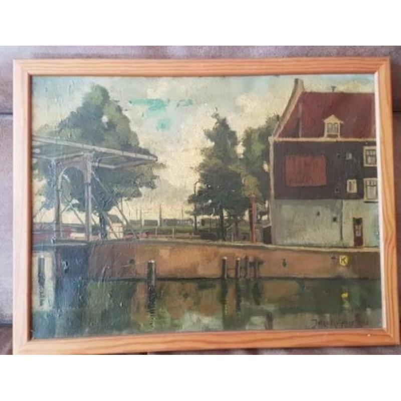 Olieverf Jelte Kuipers 1944 zoutkeetsgracht Amsterdam