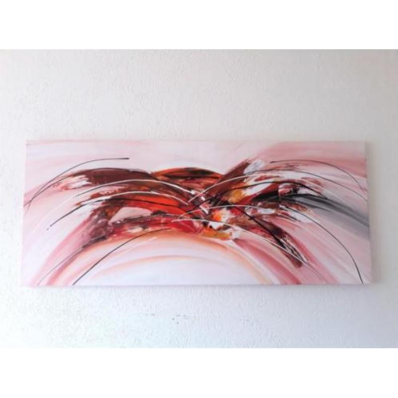 schilderij 7 rood abstract acrylverf 50x120 50 euro