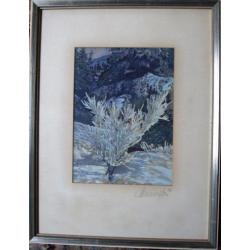 2 x Ardennen in de winter 1946 - gouache - gelijst