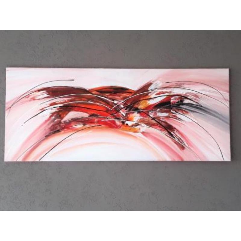 schilderij 7 rood abstract acrylverf 50x120 50 euro