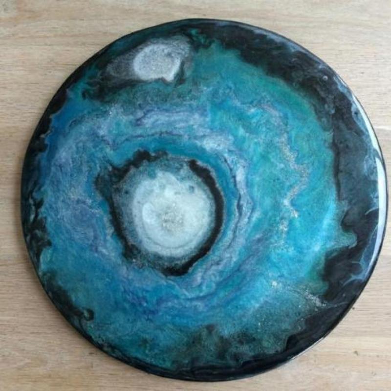 Resin Art abstract kunstwerk diameter 42 cm