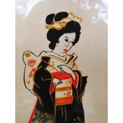 Antieke Japanse tekening geisha gesigneerd