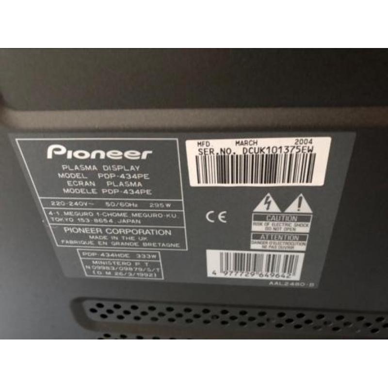 Te koop Pioneer 50" plasma tv incl. voet